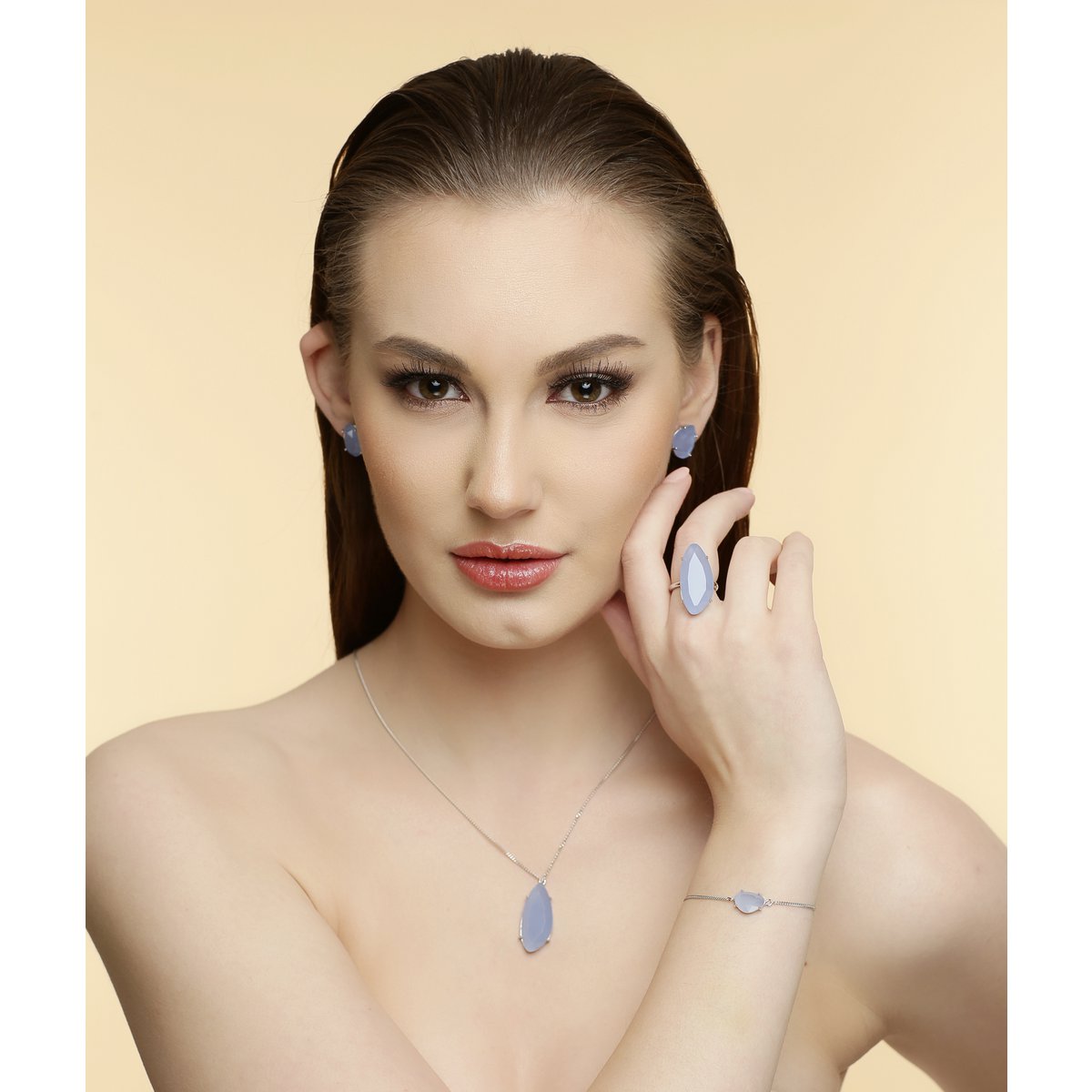 Starlight Droplets Earrings | Silver Light Sapphire Blue