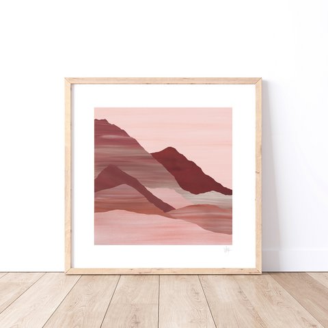 Pink Desert Mountain Landscape Print