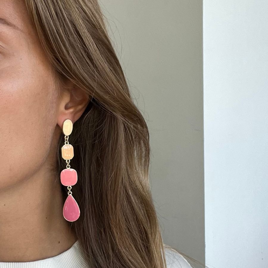 Ivy Pink Drops Enamel Earrings