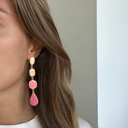 Ivy Pink Drops Emalje øreringe