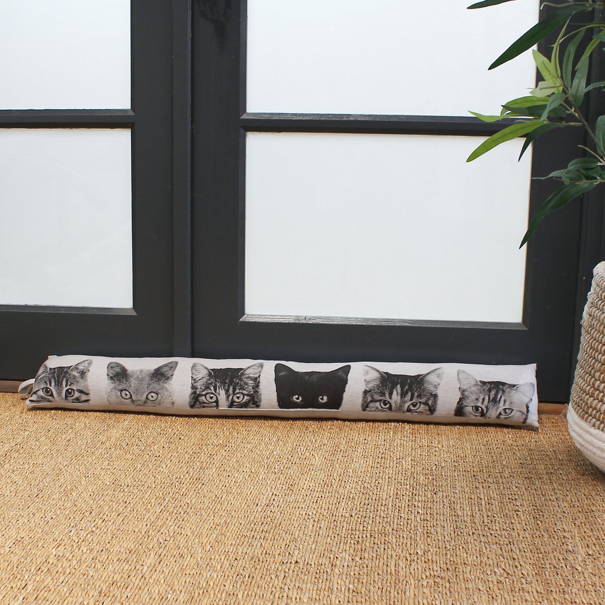 Boudin de porte Chats, 90x15cm, Ecru, Collection Vickie