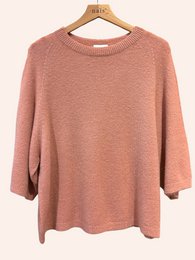 Pull col rond manches raglan 3/4 en alpaga et laine