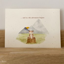 Biglietto di auguri - piccolo orso in montagna