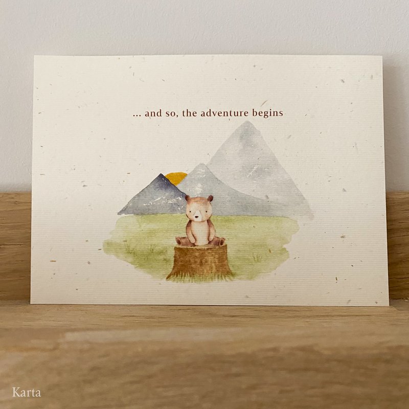 Greeting card - little bear in mountains