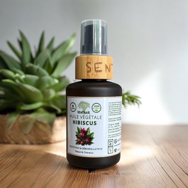 Huile d’Hibiscus Vierge & Pressée à Froid (60ml) – Le Secret Éclat & Anti-Âge ✨
