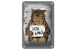 Tin sign cat 12x18cm It was me mugshot police photo decoration