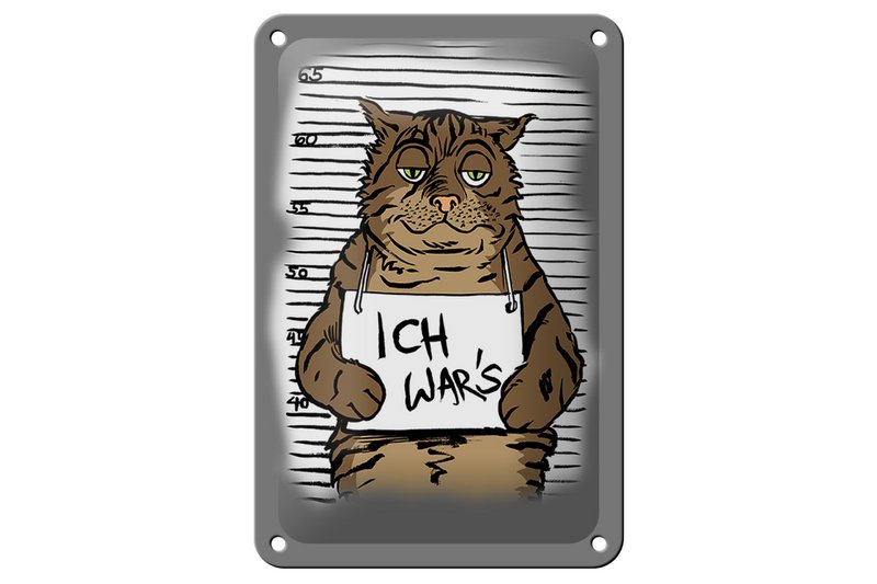 Tin sign cat 12x18cm It was me mugshot police photo decoration