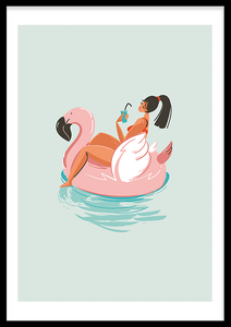 schwimmender Flamingo