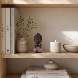 Buddha Statuette – Pink Toga – Zen and Feng Shui Decoration – Spiritual and Relaxed Atmosphere – Decorative Gift Idea