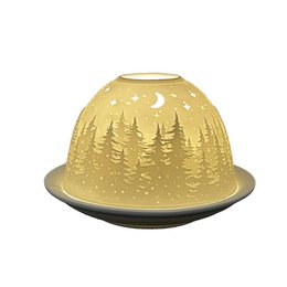 Waxinelichthouder Ø 12x8 cm Wit Porselein Boom