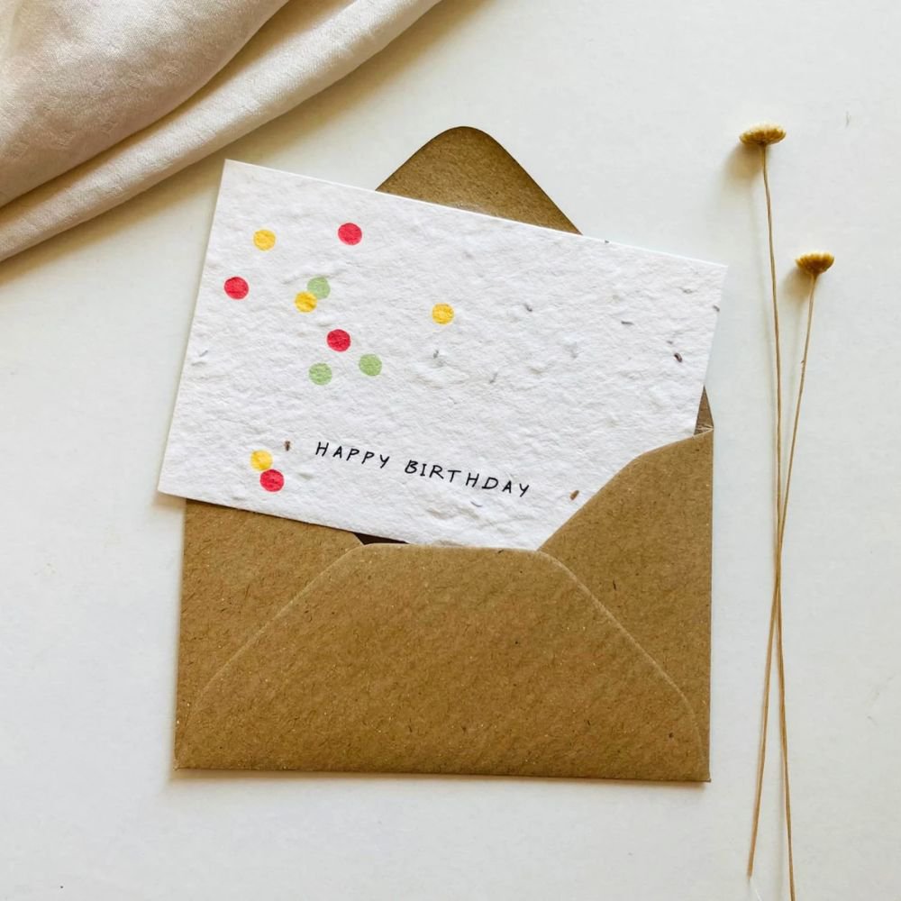 Plantbare wenskaart "Confetti" in A7-formaat