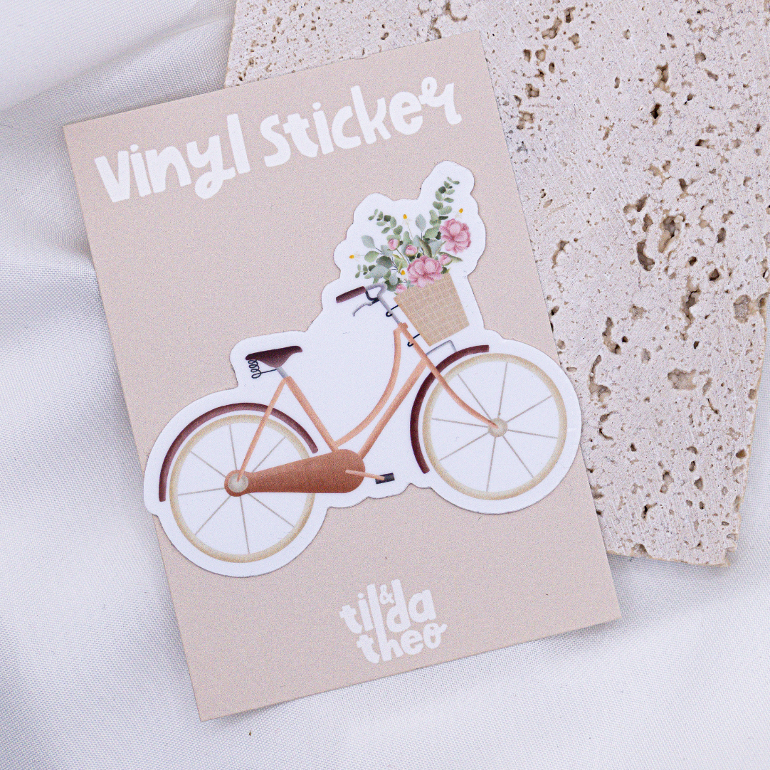Sticker Bike Flowers Vinyl - Sticker Spring Bloemmand Kus Cut