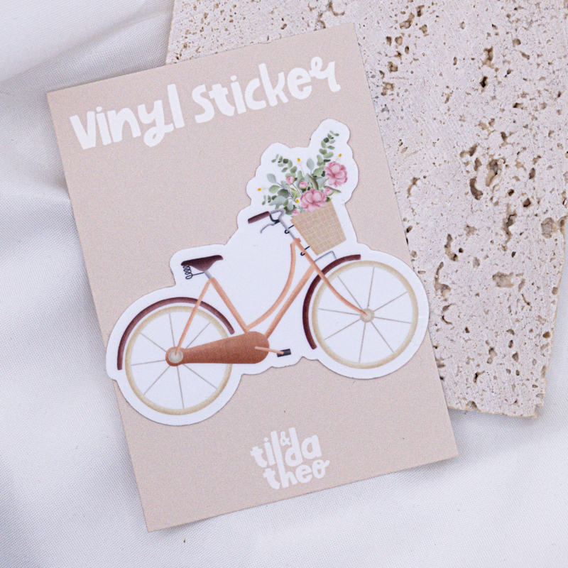 Sticker Bike Flowers Vinyl - Sticker Spring Bloemmand Kus Cut
