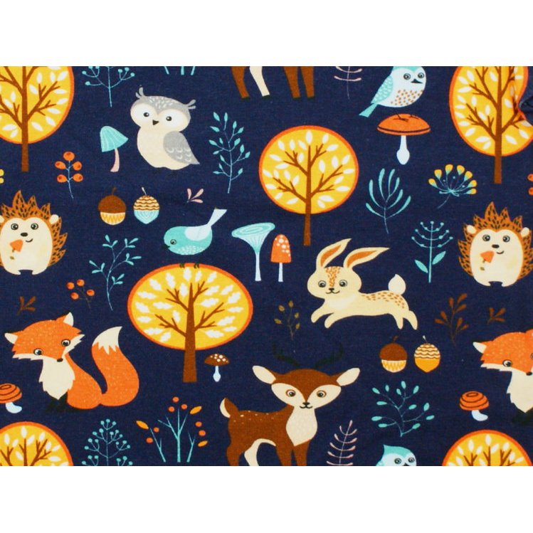 Pantalones de bebé animales del bosque Forest Friends azul marino, verde abeto