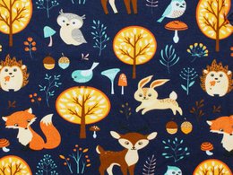 Pantaloni per bebè animali della foresta Forest Friends navy, verde abete