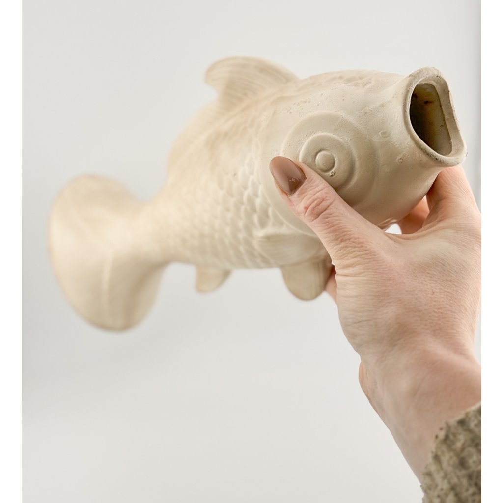 Ceramic vase fish beige