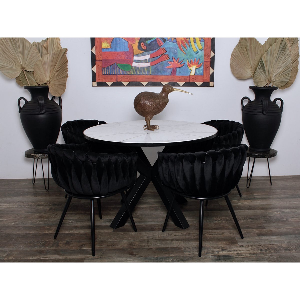 Sedia Wave nera (set di 2)