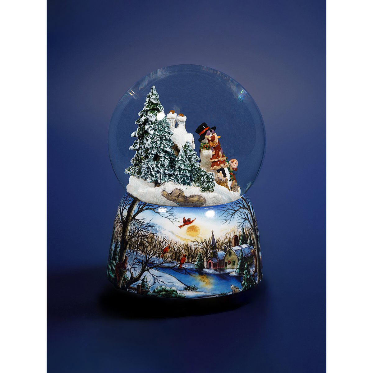 Weihnachtsschneekugel „Winterferien“ – Musikalische Schneekugel aus Glas, Dekoration und Weihnachtsgeschenk