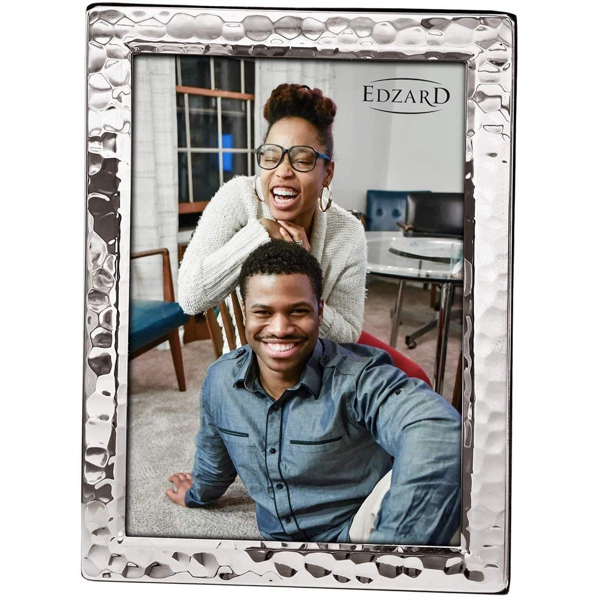 EDZARD photo frame Pavia for photo 13 x 18 cm, noble silver-plated, tarnish-protected, with 2 hangers