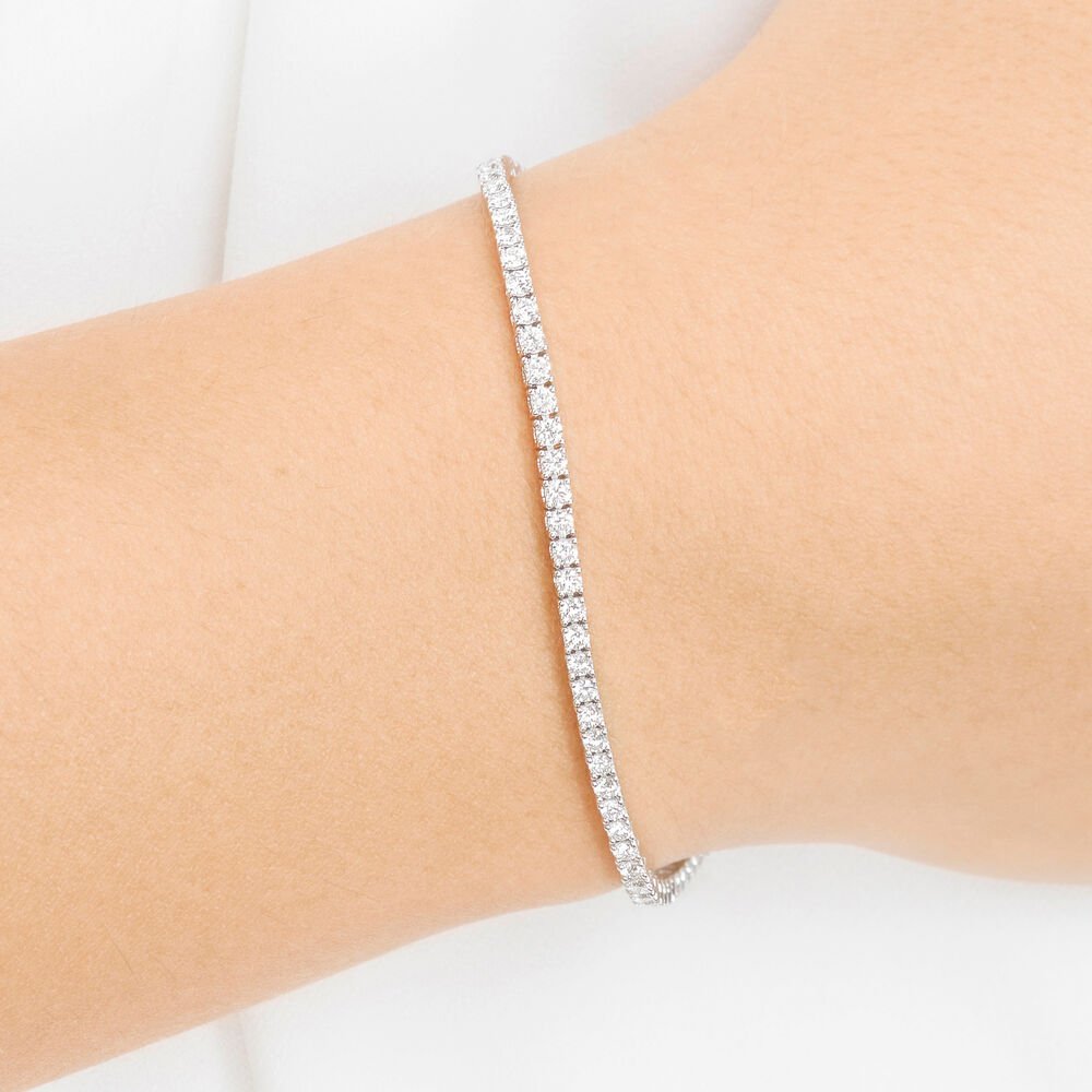 Pulsera tenis oro blanco, diamantes 2,11ct, 17,0 cm