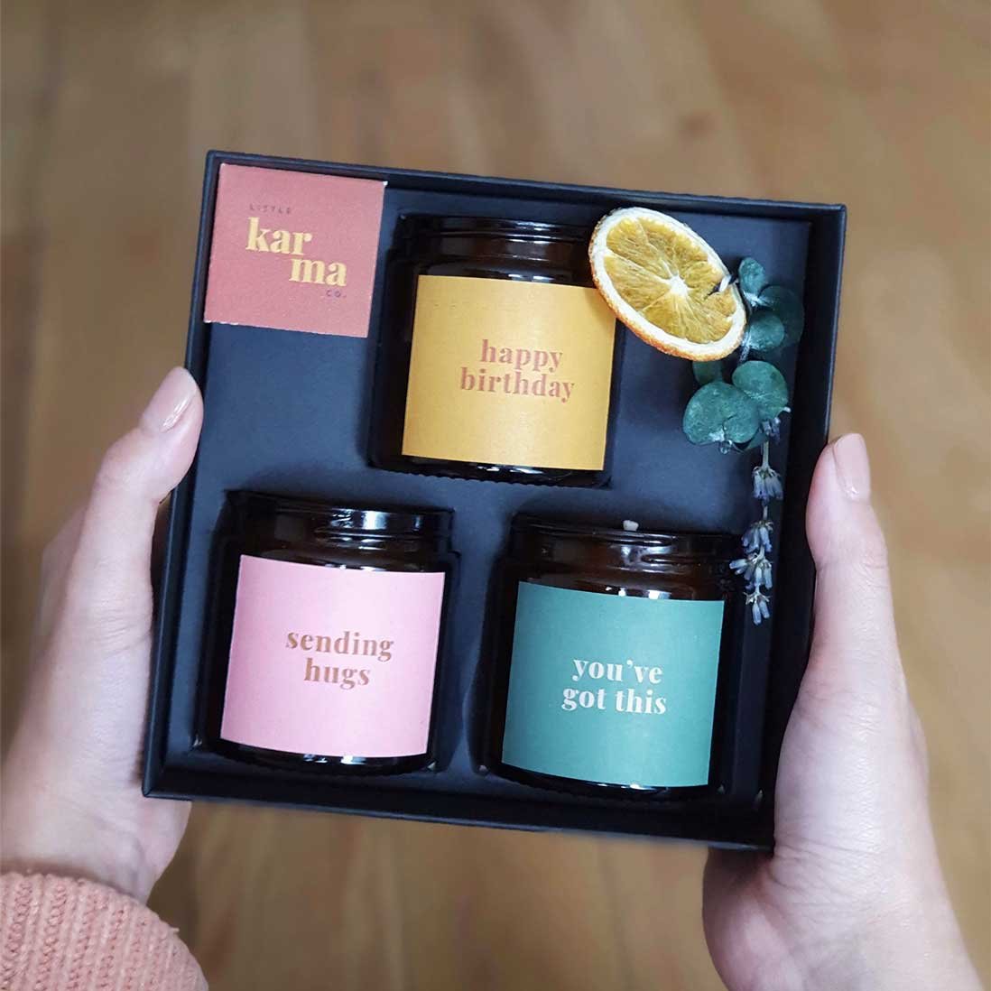 ensemble bien-être | coffret cadeau trio de bougies parfumées