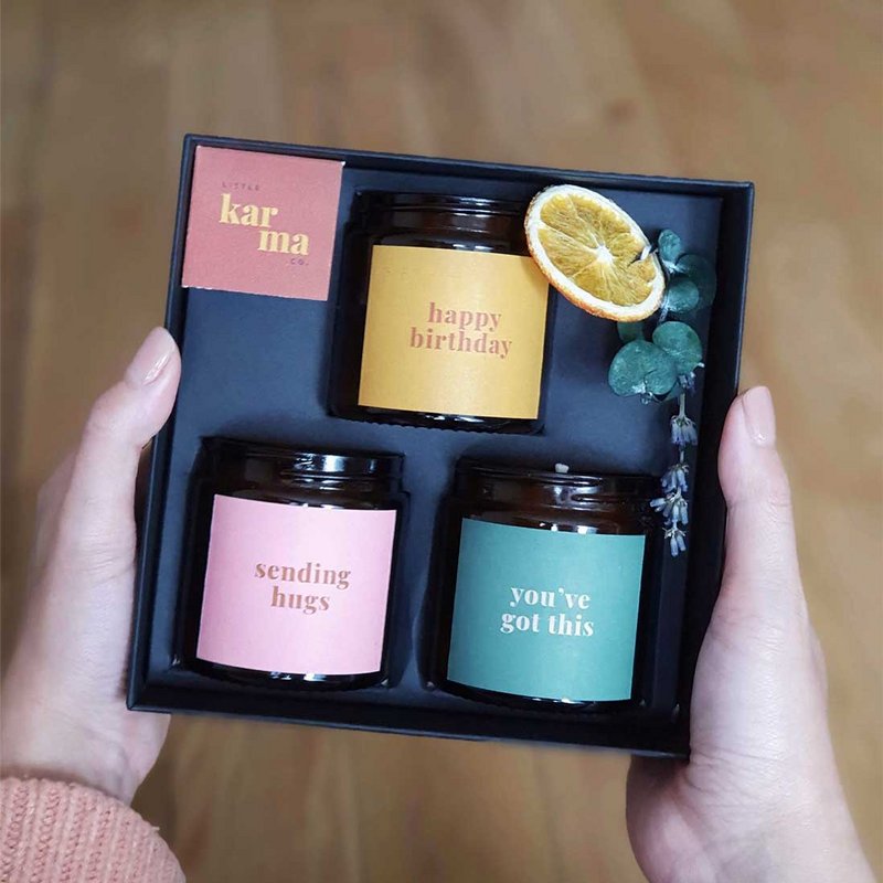 insieme benessere | set regalo trio di candele profumate