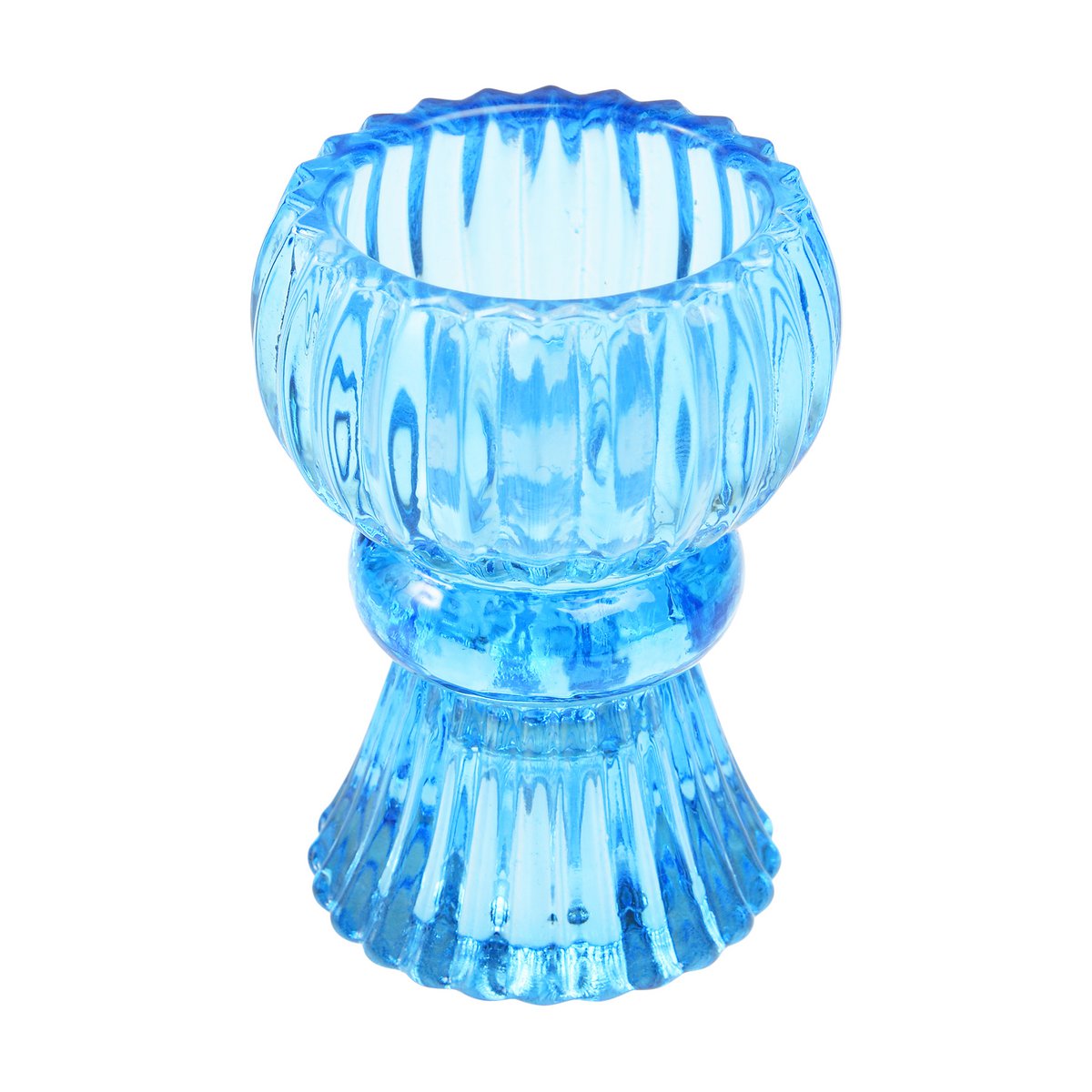 Dobbelt-ende glas lysestage - Blå