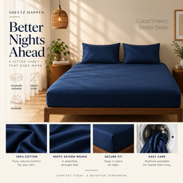 Drap-housse - Satin de coton 400 fils au pouce - Blue me away
