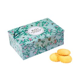 Shortbread biscuits assortment of plain shortbread pure fresh butter, with raspberry chips and chocolate chips - metal box "Dans un jardin" 300 g