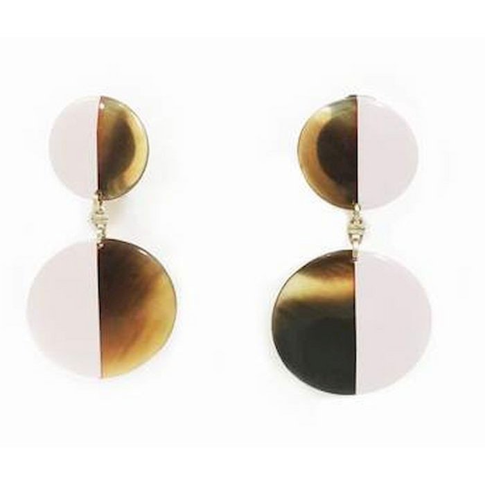 Full double disc earrings with ivory lacquer