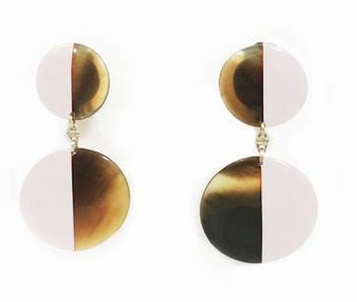 Full double disc earrings with ivory lacquer