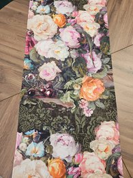 Table Runner without and with Tassels, 100% Cotton, Printed | Francine Black