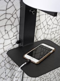 Wandlamp Florence planke+usb+kap 1815 sort
