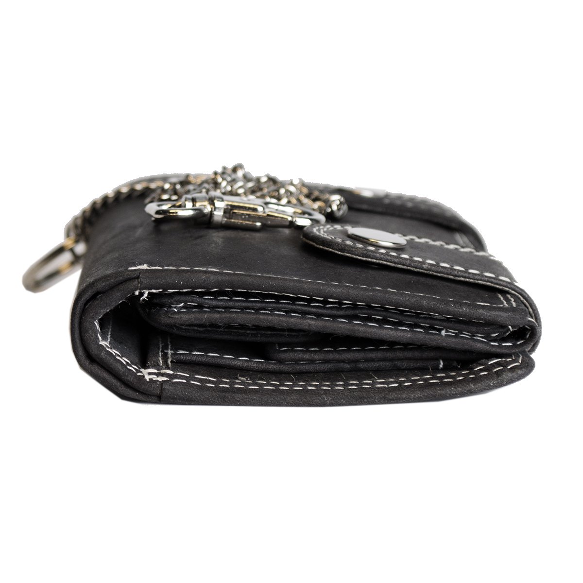 Cartera Hombre Piel Con Cadena Piel de búfalo negra