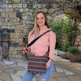 Sunsa Hobo Tasche. Beutel Bag aus gewebte Baumwolle gestreift. Damen/ Mädchen Umhängetasche mit verstelbarer Henkel. Leichte große Stofftasche mit Reißverschluss.