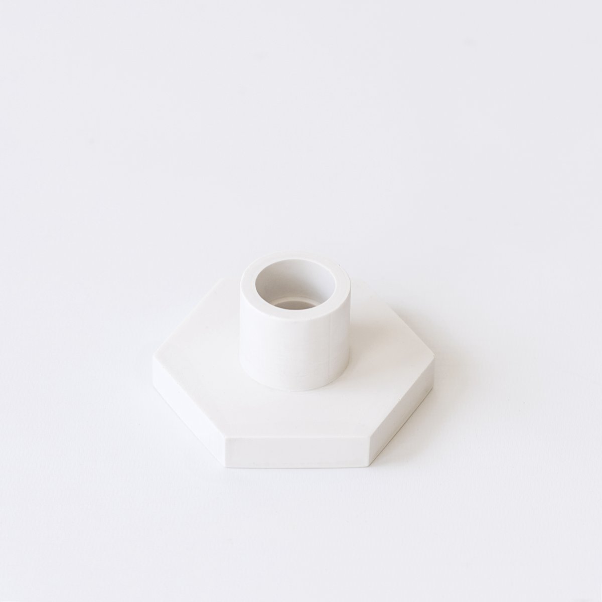 Bougeoir SART CRAFT à base hexagonale MARBRE BLANC / GRIS / BLANC 9x4.5cm