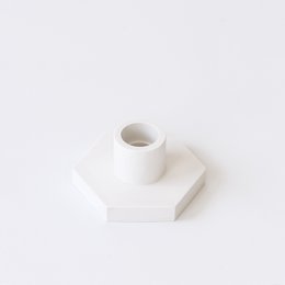 SART CRAFT candle holder with hexagonal base WHITE MARBLE / GREY / WHITE 9x4.5cm