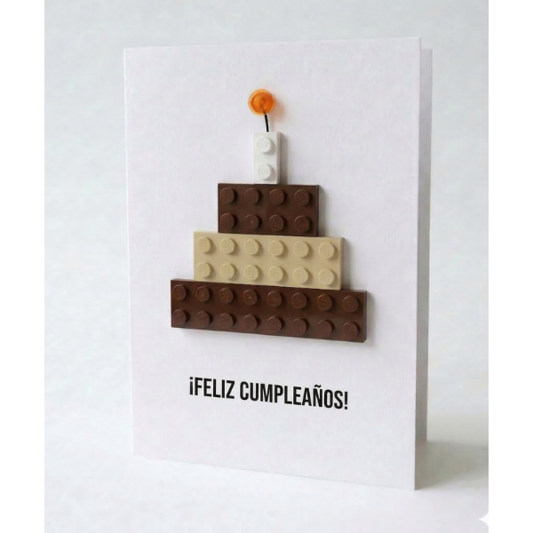 Fødselsdagskage postkort – byggeklods LEGO