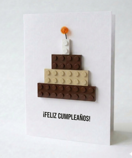 Carte postale de gâteau d'anniversaire – Brique de construction LEGO