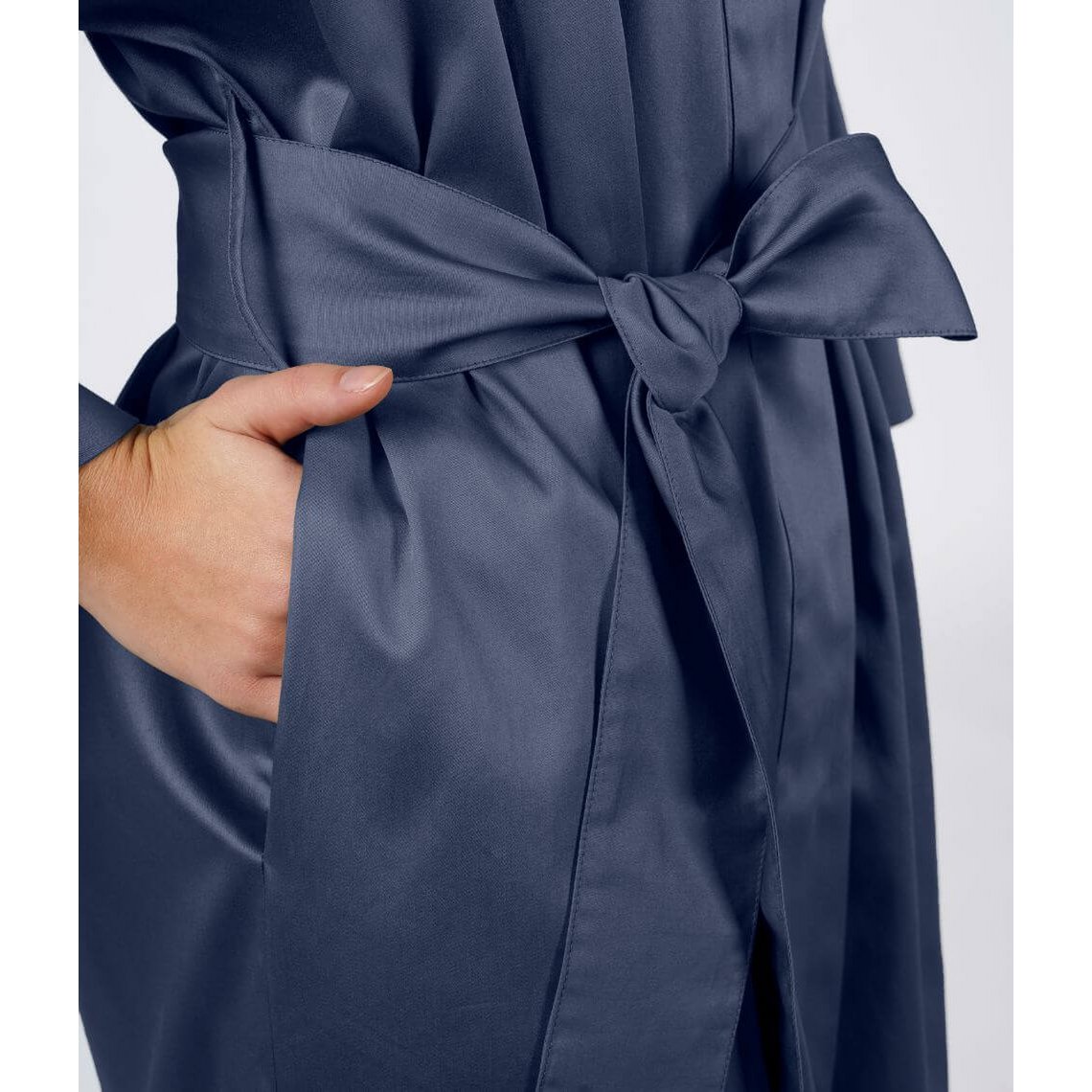 Sateen kimono bathrobe Solid Oxford Blue