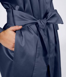 Sateen kimono bathrobe Solid Oxford Blue