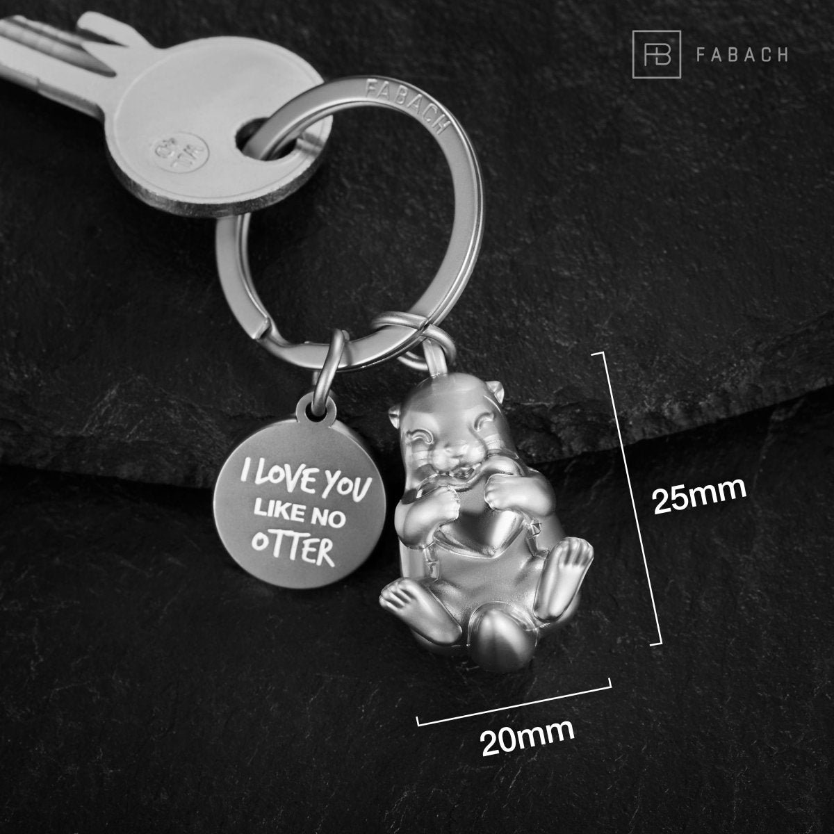 "I love you like no otter" Otter keychain "Otty" with engraving - loving lucky charm with heart - gift for partner, best friend