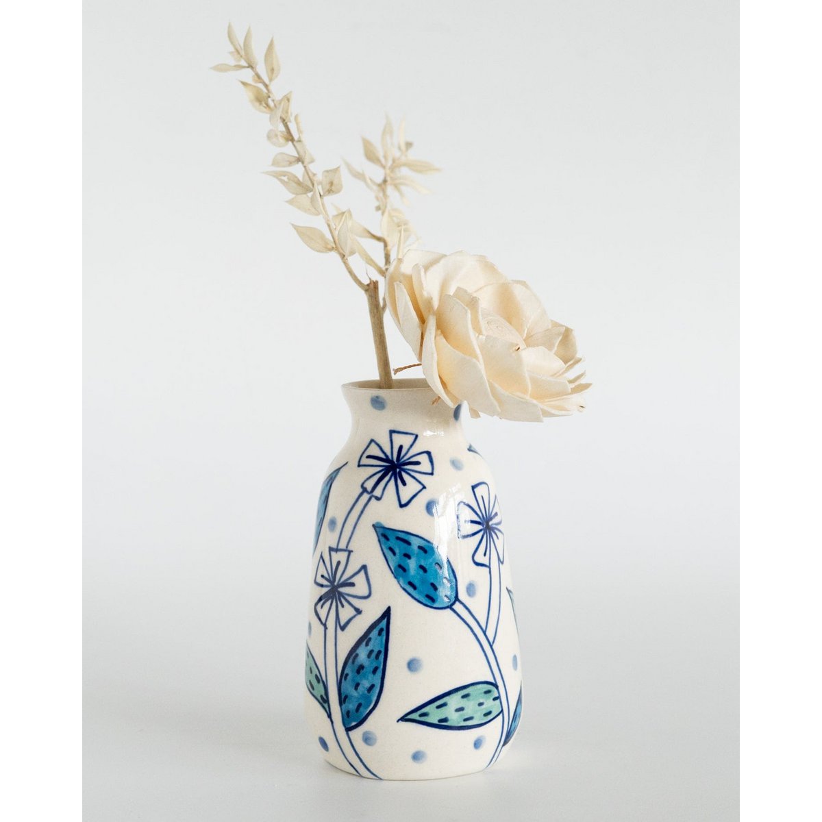Hand-Painted Ceramic Vase - Set of 3, 4-inch Tall