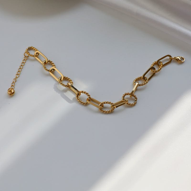 Euridice - Bracciale grande con catena a scatola e corda