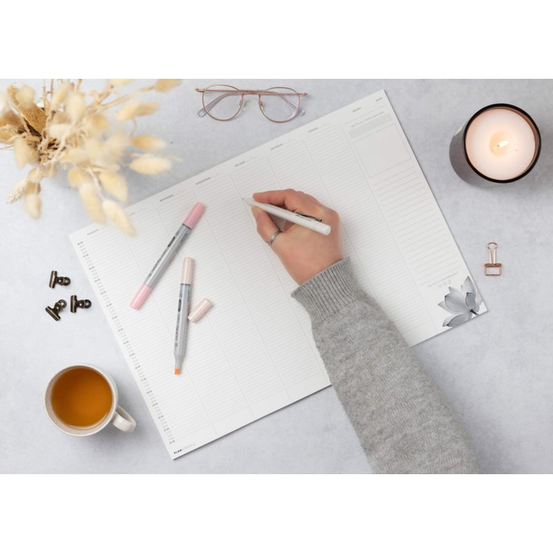 Prikkelarme A3 weekplanner / deskplanner 'Lotus' schrijfblok