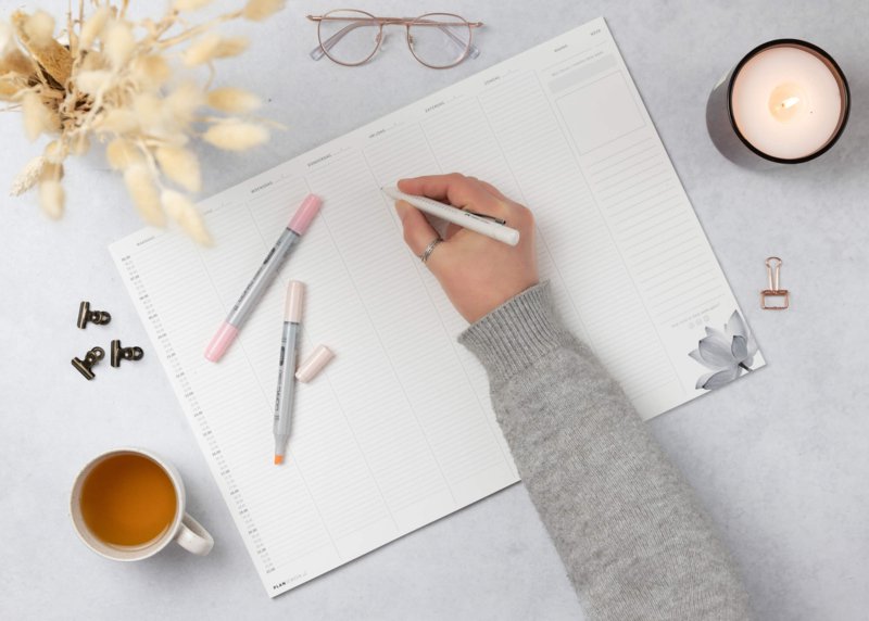 Prikkelarme A3 weekplanner / deskplanner 'Lotus' schrijfblok