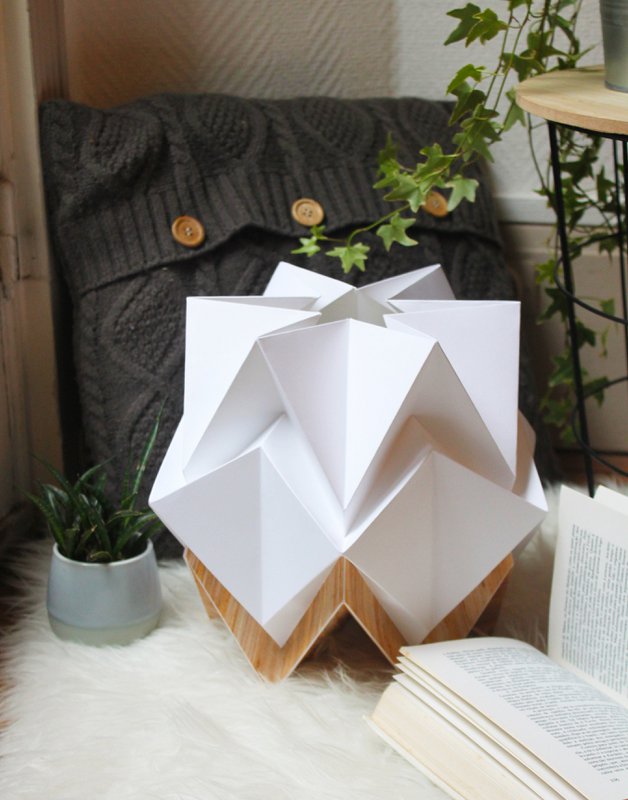 Lampada da Tavolo Origami in EcoLegno e Carta - taglia M