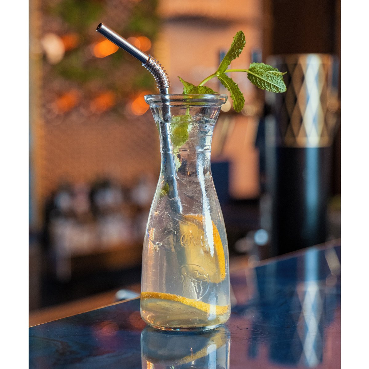 Flexible drinking straws made of stainless steel in silver - B2B set of 50, large 28cm