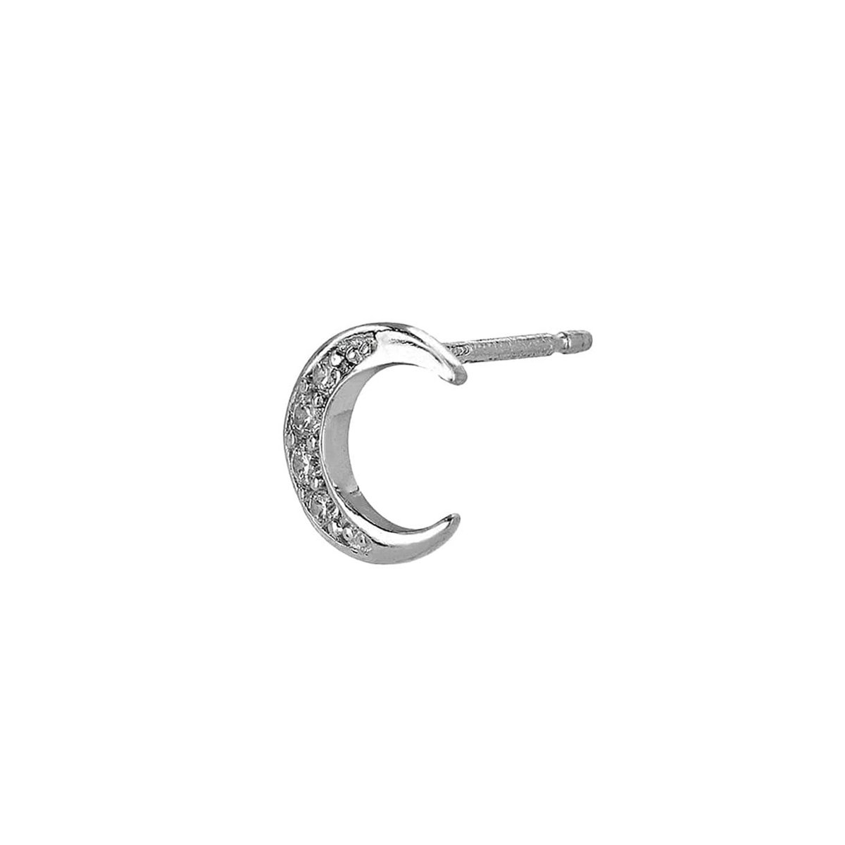 Hoop Earrings | Silver Toned Crescent Half Plated | Rhodium