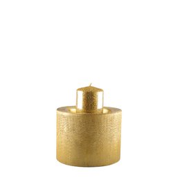 Gold metal candle holder 16.5x16.5x11.5cm